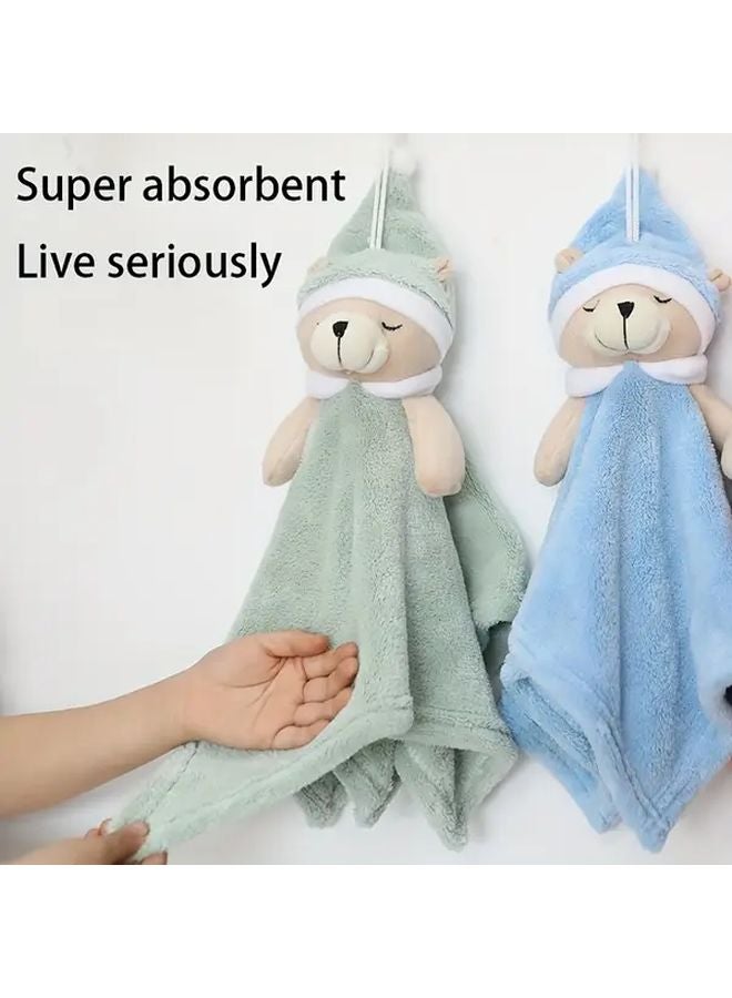 Blue Cartoon Bear Hand Towels Super Absorbent Quick Dry Microfiber Bath Kitchen Towels - Image 4